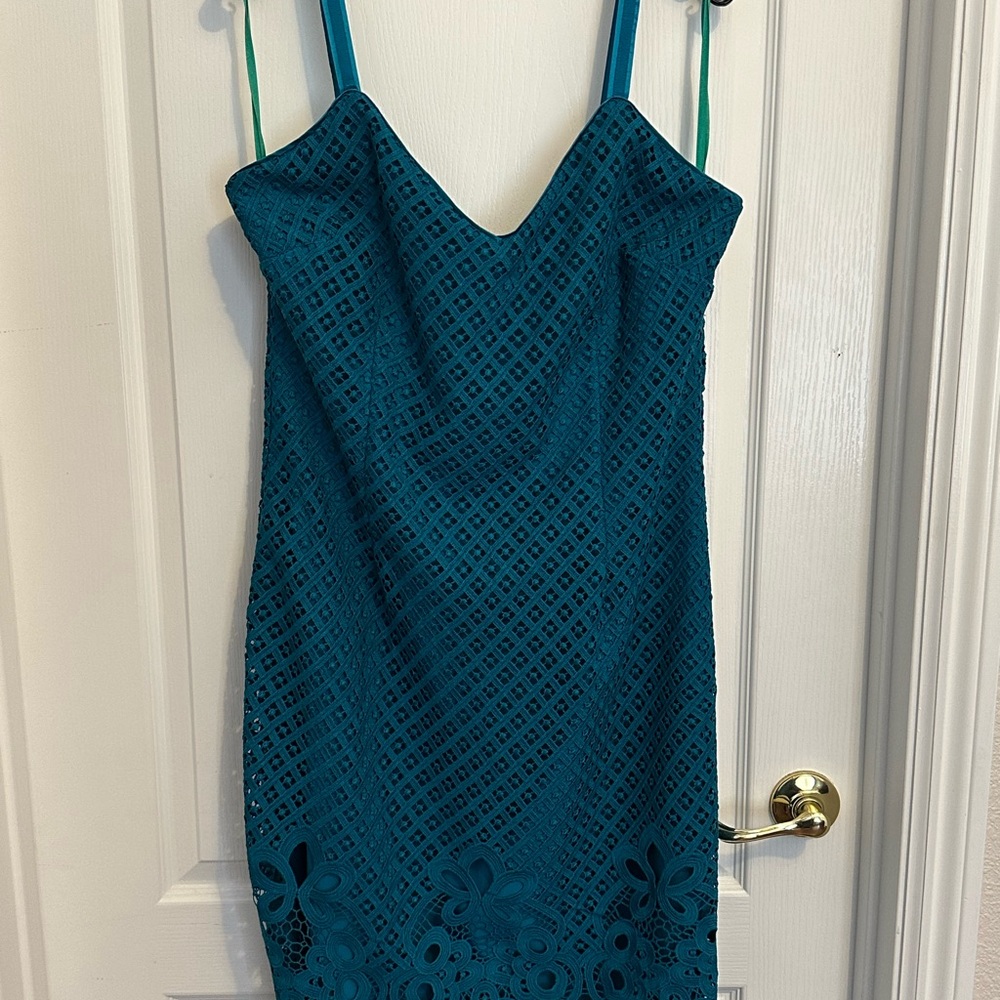 White House Black Market Teal Lace Mini Dress